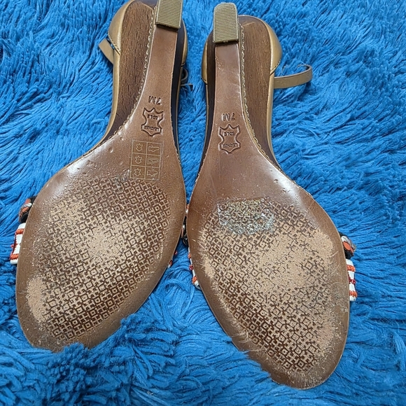 Tory Burch Womens Open Toe Wedge Sandals Size 7 - Picture 7 of 11